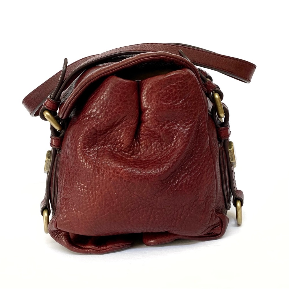 Marc Jacobs Burgundy red leather gold hardware flap open top handles purse bag - Picture 4 of 16